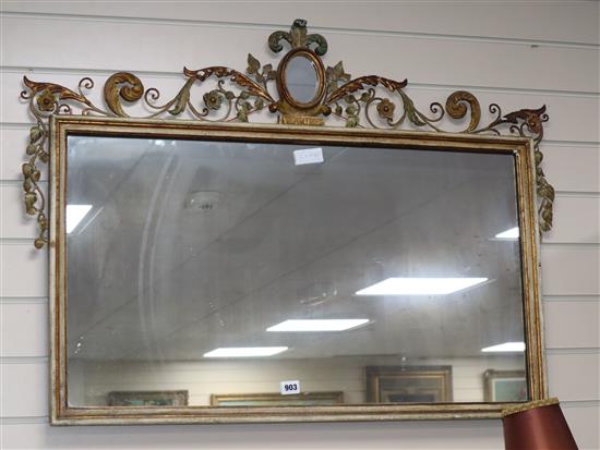 An 18th century style French painted wall mirror W.96cm